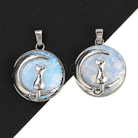 Opalite Flat Round Pendants X-FIND-A043-11P-1