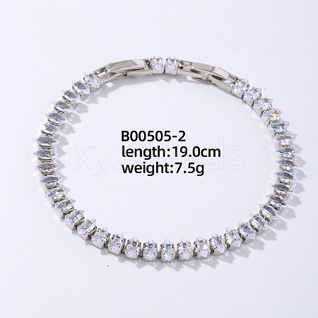 Brass Rhinestone Horse Eye Link Bracelets for Women XO6953-1-1