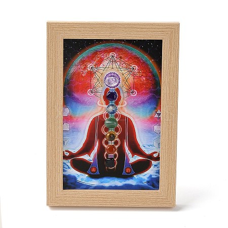 Yoga Gemstone Chakra Picture Frame Stand DJEW-F021-05C-1