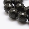 Faceted Natural Black Agate Beads Strands G-F447-6mm-H05-3