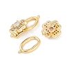 Brass Micro Pave Clear Cubic Zirconia Fold Over Clasps KK-U043-20G-2