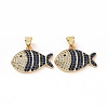 Brass Micro Pave Clear Cubic Zirconia Pendants ZIRC-F135-02G-01-2