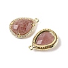 Natural Strawberry Quartz Faceted Teardrop Pendants G-I382-01G-08-2