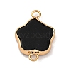 Natural Black Stone Flower Connector Charms KK-U042-17G-07-1