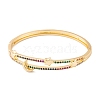 Brass Pave Colorful Cubic Zirconia Hinged Bangles for Women BJEW-S147-07G-01-2