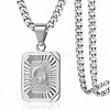 Rectangle with Letter Pattern 304 Stainless Steel Pendant Necklaces FS-WGFC766-38-1