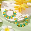 Glass Seed Beads Sunflower Hoop Earrings EJEW-MZ00220-2