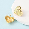Heart Brass Micro Pave Clear Cubic Zirconia Stud Earrings EJEW-D346-03G-3