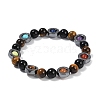 Natural & Synthetic Mixed Gemstone Beaded Stretch Bracelets for Women Men BJEW-Q031-01A-2