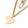 PVD Vacuum Plating 304 Stainless Steel Double Chains Multi Layered Necklace with Heart Charms for Women STAS-E155-06G-2