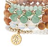 5Pcs 5 Style Natural Wood & Mixed Stone Beaded Stretch Bracelets Set BJEW-JB08823-5