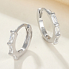 Rhodium Plated 925 Sterling Silver Micro Pave Cubic Zirconia Hoop Earrings LC7208-1-2