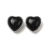 Brass Pave Natural Obsidian Heart Multi-Strand Links G-B149-13P-07-1