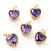 Real 18K Gold Plated Brass Inlaid Cubic Zirconia Charms ZIRC-L100-074G-03-1