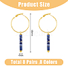 8 Pair 8 Style Natural & Synthetic Mixed Gemstone Beaded Column Drop Earrings EJEW-AB00040-2