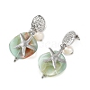 304 Stainless Steel & Acrylic & Natural Pearl Stud Dangle Earrings EJEW-JE07446-01-5