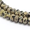 Faceted Natural Dalmatian Jasper Rondelle Beads Strands G-K090-03-1