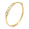 Brass Curb Chains Shape Hinged Bangle with Cubic Zirconia for Women BJEW-K229-01G-3