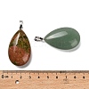 Natural Red Jasper & Black Onyx(Dyed & Heated) & Rose Quartz & Quartz Crystal & Green Aventurine & Unakite & Sodalite Teardrop Pendants G-Z088-05P-3