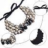 Vintage Black Diamond & Crystal Rhinestone Layers Bib DIY-WH0321-06-4