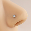 316 Surgical Stainless Steel Crystal Rhinetone Flat Round L-Shaped Nose Rings WGCD50A-02-5