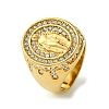 Oval with Saint 304 Stainless Steel Rhinestone Signet Rings RJEW-Q815-01G-M-1
