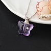 Medium Purple Glass Bottle with Iron Ball Chain Pendant Necklaces PW-WGF3857-16-1