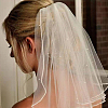 Long Mesh Tulle Bridal Veils with Combs & Plastic Pearl OHAR-WH0025-13-7