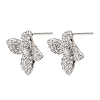 Brass Micro Pave Cubic Zirconia Stud Earring Findings with Loops CU-CBA1682-05P-1