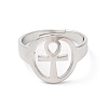 Non-Tarnish 304 Stainless Steel Hollow Ankh Corss Adjustable Ring for Women RJEW-K245-39P-1