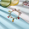 Watermelon & Avocado & Pineapple & Cherry Alloy Enamel Charm Bracelet BJEW-TA00209-2