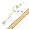 Glass Beads &  Natural Rose Quartz Chip Beads & Brass Hanging Suncatchers HJEW-JM04994-02-3