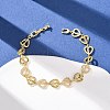 Brass Micro Pave Clear Cubic Zirconia Heart Link Chain Bracelets for Women BJEW-F530-07G-1