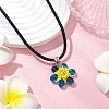 Glass Rhinestone & Glass Seed Beads Beaded Flower Pendant Necklaces NJEW-MZ00078-05-1