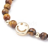 Faceted Round Natural Tiger Eye & Lapis Lazuli & Amethyst Beads Stretch Bracelets Set BJEW-JB07082-4