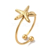 Ion Plating (IP) 304 Stainless Steel Starfish Open Cuff Rings for Women RJEW-M167-08B-G-1