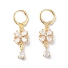 Flower Rack Plating Golden Brass Dangle Leverback Earrings EJEW-A030-03G-02-1