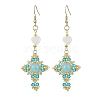 Natural Mixed Stone & Glass Seed Beads Dangle Earrings for Women EJEW-MZ00213-02-1