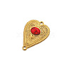 Stainless Steel Pave Dyed Red Synthetic Turquoise Peach Heart Connector Charms PW-WG0EEB2-02-1