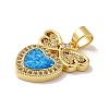 Rack Plating Brass Micro Pave Cubic Zirconia with Synthetic Opal Pendants KK-D088-21G-3