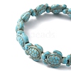 Synthetic Turquoise Tortoise Beaded Stretch Bracelet for Women BJEW-WH0018-16D-2