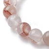 Natural Ferruginous Quartz Round Beaded Stretch Bracelets BJEW-JB10089-02-4