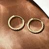 Brass Textured Hoop Earrings EJEW-F378-03B-G-4