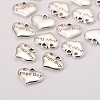 Wedding Theme Antique Silver Tone Tibetan Style Heart with Page Boy Rhinestone Charms LS-TIBEP-N005-14D-2