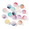 Frosted Baking Paint Crackle Glass Beads with Glitter Powder X1-DGLA-T004-6mm-01A-1