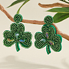 Bohemian Style Trifoliate Glass Bead Handmade Dangle Stud Earrings KM8281-1