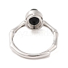 Oval Natural Black Onyx Adjustable Rings RJEW-Q817-04P-10-3