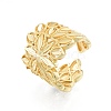 Brass Flower Open Cuff Ring RJEW-I084-03G-1