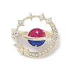 Rhinestone Planet with Star Brooch Pin JEWB-M027-01LG-02-1