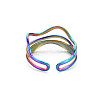 Rainbow Color 304 Stainless Steel Wave Wire Wrap Open Cuff Ring for Women RJEW-N038-047M-2